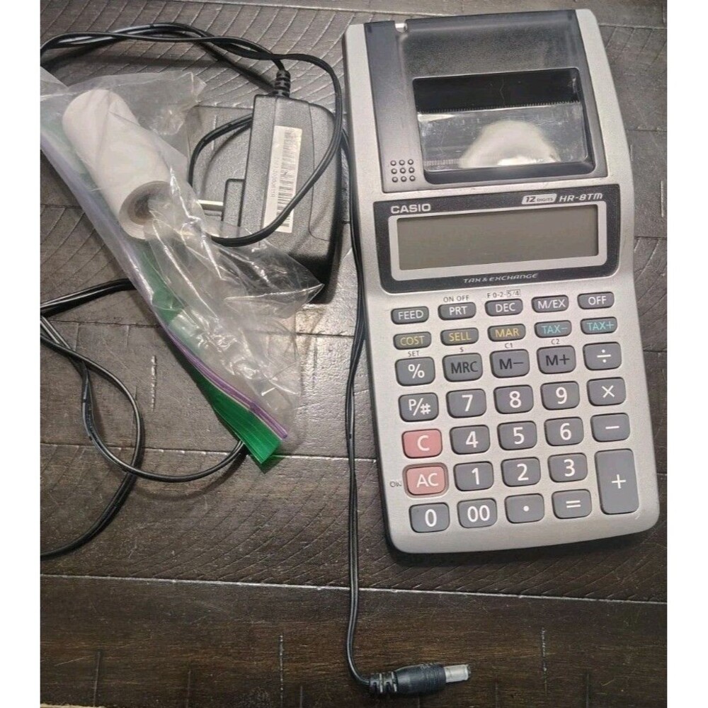 Casio HR-8TM Printing Calculator With Power Adapter